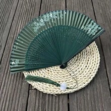 金邊絲綢扇面傳統中國舞扇，中國扇子製造商，批發手工摺扇 - 扇子 - 查看 2
