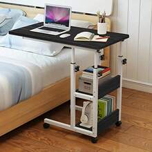 Mesa Auxiliar con Ruedas para Sala, Escritorio Mesa Ajustable con Estantes para Laptop, Escritorio para Computadora Portátil, Ideal para Sofá, Dormitorio u Oficina en Casa,80x40cm - Multicolor - Ver 8