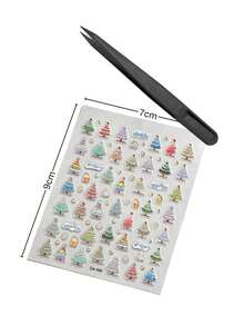 1 Set Aesthetic Stickers, Multi-Color Christmas Tree Pattern, Suitable For Laptop, Christmas Holiday Decoration Graphics, Camera, Instant Camera, Phone Case, Water Cup, Cosmetic Storage Box, Hair Dryer Shell, Metal Decor - K - View 8