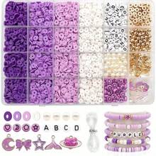 24-Grid Large Capacity Clay Beads + Letter Charms Friendship Bracelet DIY Kit With Elastic Cord And Storage Box, Creative Birthday Gift, Includes 1pc Thread - Multicolor - View 6