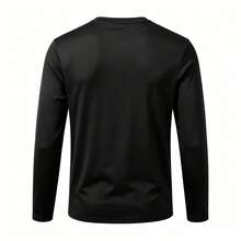 Men's Long Sleeve Crew Neck Sports T-Shirt - Black - View 4