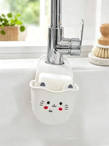 Cute Cat-Shaped Silicone Faucet Holder With Drainage Holes And Sponge Storage Rack, Space-Saving, Suitable For Bathroom, Kitchen, Sink Storage, Durable Sponge Organizer, Bathtub And Shower Drainage Rack, Decorative Sink Organizer - Multicolor - View 5