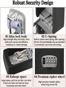 A Black Portable Password-Protected Safe Box, Can Be Hung For Anti-Theft Storage, Small Safe Storage Box For Valuables. Suitable For Temporary Storage During Renovations. - A - View 6