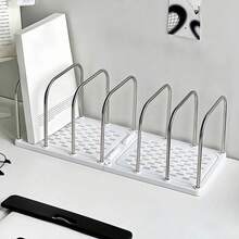 1pc 6-Slot Metal Bookend, Non-Slip Desktop Bookshelf Organizer, Adjustable Book Divider, Suitable For Office And Home, Sturdy Bookshelf Divider, Can Hold Books, Folders And Magazines - Style a - View 11
