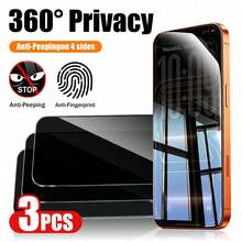 Yezodawee 3片裝 360°隱私螢幕保護貼，鋼化玻璃防偷窺膜，相容 iPhone 18 Pro Max 17 Pro Max/17 Pro/17 Air/17/16 Pro 6.3"，全覆蓋頂部底部左右四向隱私防護，相容 Face ID，防刮，全方位防偷窺螢幕保護貼 - Black 3Pcs - 查看 36