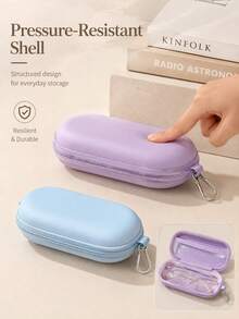 Estuche de gafas de diseño minimalista colorido tipo macaron de PU con carcasa dura ovalada, cremallera y mosquetón metálico, ligero, caja de almacenamiento de gafas de moda, apto para gafas de lectura, mujeres, hombres, niños, bolso, mochila, viaje, escuela, oficina, regalo de cumpleaños - Multicolor - Ver 8