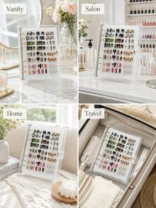 Premium 6-Page Foldable Thick Transparent Nail Polish Display Book, Heavy-Duty Press-On Nails Storage Book For Salons, Sophisticated Nail Art Style Collection Book For Collectors, Nail Art Storage & Display, Nail Supplies, Nail Organzier - Multicolor - View 5