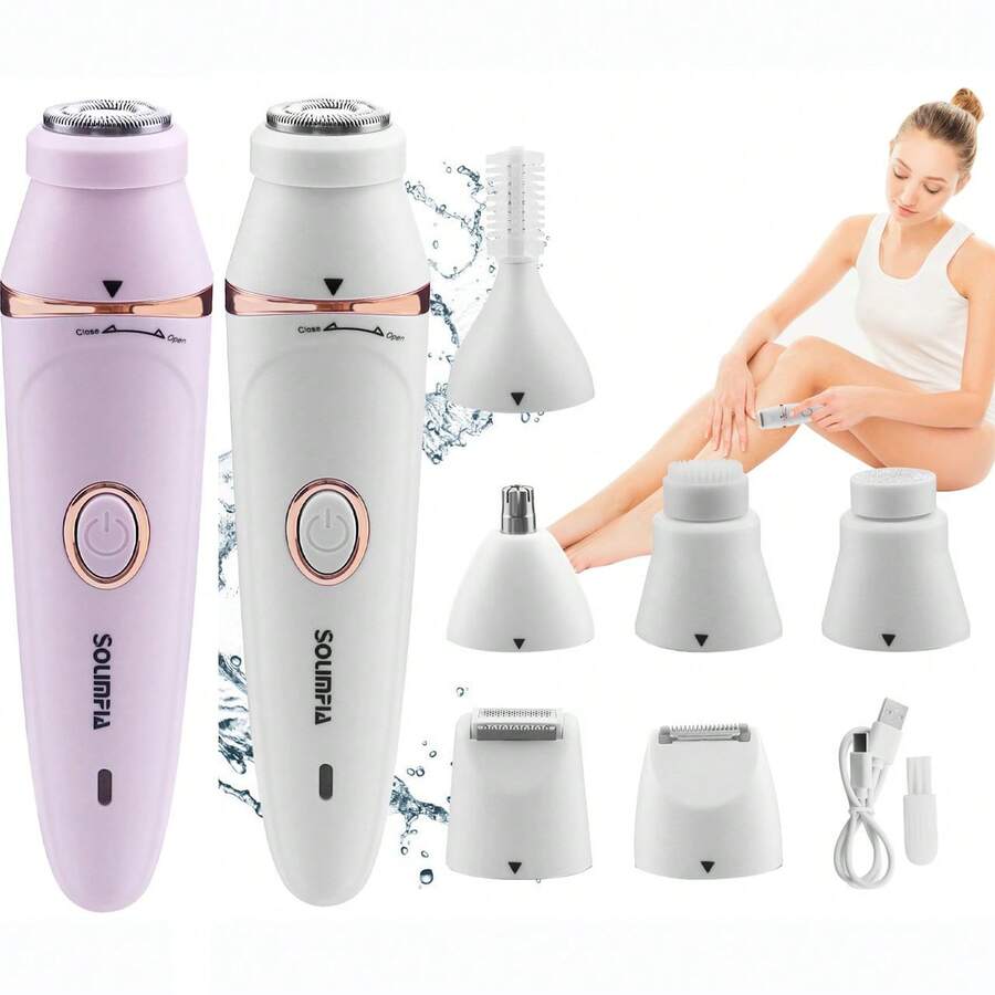 Hatteker 1pc 7-In-1 Women's Hair Removal Device Multi-Function Shaver Full Body Washable Razor Trimmer Nose Hair Trimmer Set