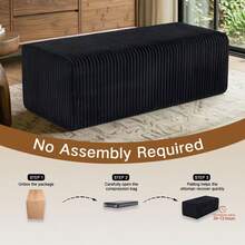 Only Ottoman! Ottoman For Sectional Sofa Couch, Oversized Mid Century Modern Boneless Bench  Modular Sectional Sofa Foot Stools For Living Room Furniture End Of Bed Benches For Bedroom Entryway, Coffee Table Decor No Assembly Rectangular Pouf Ottoman - Ottoman Black - View 10