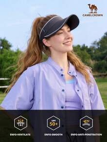 CAMEL CROWN Topi Visor Mini Gulung Musim Panas Baru, Topi Pelindung Matahari UPF50+ dengan Perlindungan UV Tinggi, Topi Visor Bertepi Lebar Anti-UV dengan Perlindungan Penuh - Gunung Abu-abu Jauh - View 3