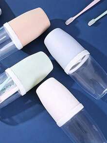 Couple Creative Toothbrush And Mouthwash Cup Set With Lid - Portable Travel Toothbrush Holder, Durable Plastic, Toothbrush Storage Set. Bathroom Toothbrush Storage Box. Portable Bathroom Toothbrush Box, Nordic Transparent Design. - C - View 12