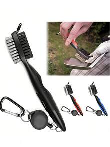 Golf Club Brush Groove Cleaner With Retractable Zip-Line Golf Cleaning Brush For Golf Bag Multiple-Use Golf Club Cleaner Tool For Men Women Practical Golf Gifts For Golf Beginner Golf Enthusiast Portable Small Golf Essential Accessories - Multicolor - View 7