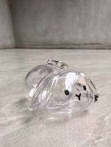 1 pieza Soporte de almacenamiento de pelo de conejo transparente con llavero, colgante conmemorativo de colección de pelo de mascota con forma de conejo - Multicolor - Ver 12