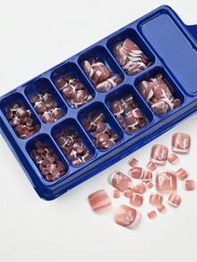 120 pièces Autocollants pour ongles d'orteils style français - Motif papillon rose nude, 12 tailles carrées courtes à couverture complète, faux ongles d'orteils réutilisables pour l'art des ongles de pied d'été pour femmes - Multicolore - Voir 12