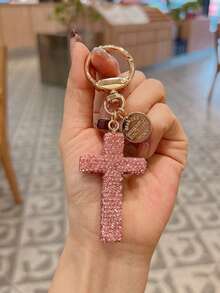Rhinestone Cross Keychain Pendant, Minimalist Bag Charm For Backpack Purse, Y2K Gothic Decoration For Phone Earphone, Gift For Mom Dad Teacher - Multicolor - View 11