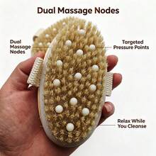 Solid Wood Body Massage Brush For Bath And Shower, Home Use Wooden Massage Point Relaxing Soothing Tool - Apricot - View 2