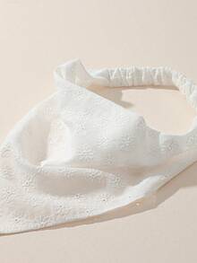 2pcs/Set Women's Fashion Embroidered Rolled Edge Headwrap Hairband Suitable For Daily And Vacation Use - White + Yellow - View 4