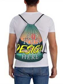 1 pieza Mochila con cordón personalizada con foto, sube tu foto, añade tu diseño, impresión a doble cara, bolsa con cordón personalizada con diseño de puesta de sol al aire libre, adecuada para senderismo, gimnasio y viajes - Multicolor - Ver 3