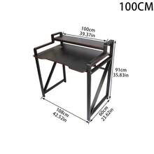 1pc Gaming Desk, With A Multi-Tiered Worktop And Cable Management Holes To Keep The Surface Tidy And Free Of Tangled Cables - Black - View 3