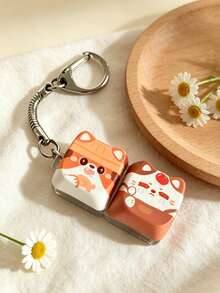 1Pc Kawaii Cat Keyboard Keycap Fidget Keychain, Portable Stress Relief Clicker Backpack Pendant Accessory - Multicolor - View 12
