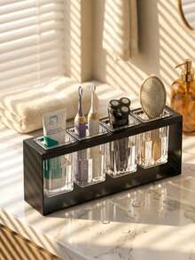 Clear Glass Tube Silverware Caddy, Punch-Free Countertop Cutlery Drainer Rack, Multifunctional Kitchen Chopstick Fork Spoon Storage Holder 2 Colors Optional - Multicolor - View 1