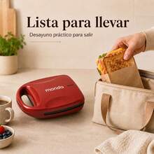 Grill de Contacto Compacto Rojo para 1-2 Sándwiches, Recubrimiento Antiadherente Antideslizante, Fácil Limpieza para Paninis Quesadillas - Rojo - Ver 10