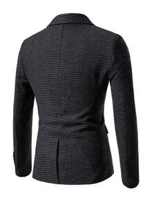 Blazer Pria Motif Houndstooth, Gaya Klasik Klasik, Potongan Slim Fit, Kancing Tunggal, Kerah Berlekuk, Jaket Jas Elegan, Serbaguna untuk Berbagai Acara, Hadiah untuk Pacar - Dark Grey - View 4
