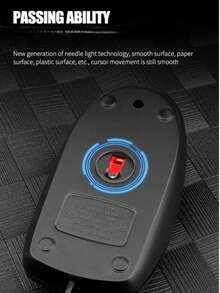 RAIKU Silent Wired Mouse For Business Office, 1.8m Cable, Leather Ring Scroll Wheel, Retro Black Wired Mouse - View 11