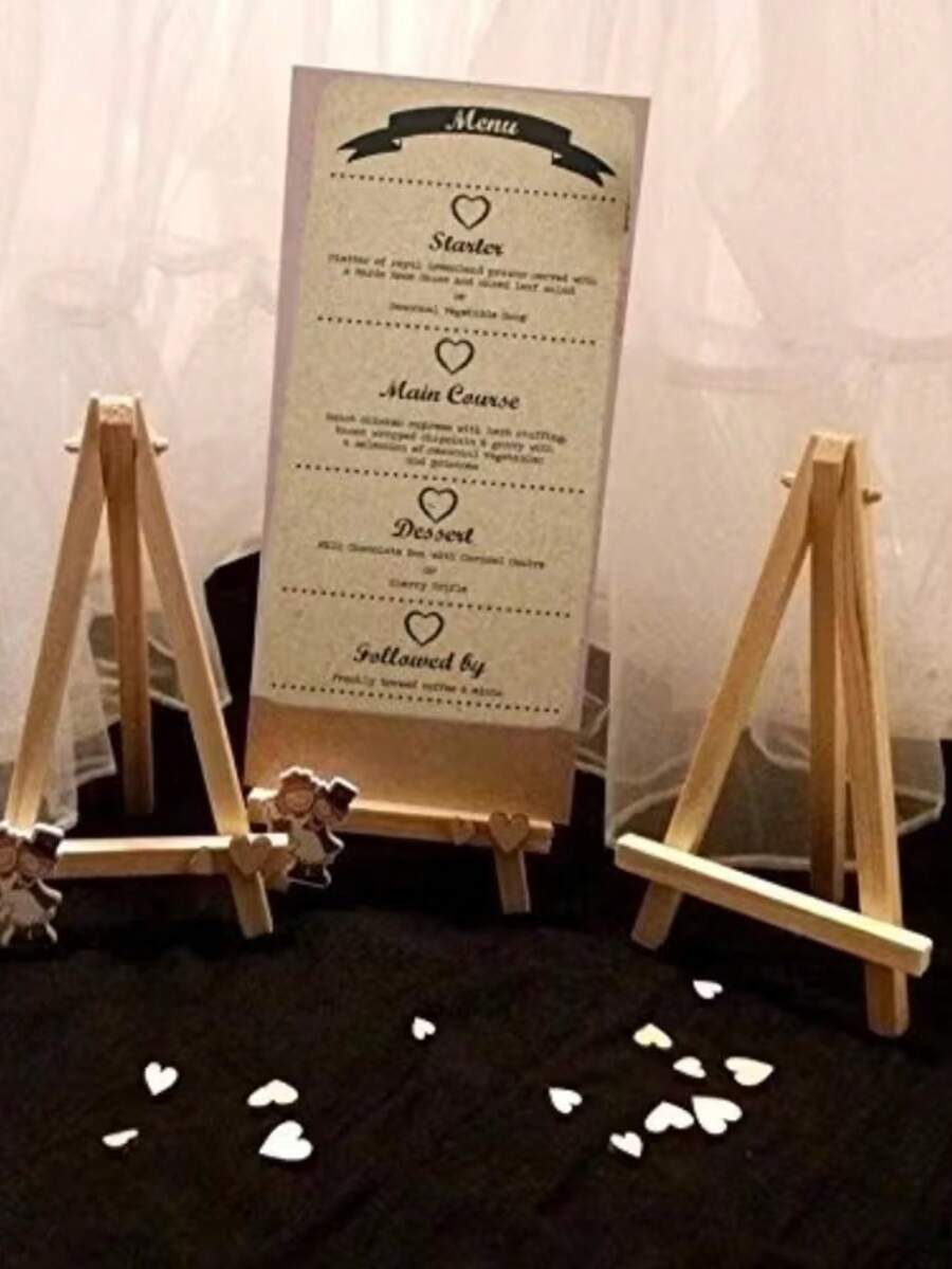 10pcs Mini Small Wooden Chalkboard Display Stands, Suitable For Wedding, Birthday, Baby Shower And Bar Tabletop Decor, Can Be Used As Party Signs, Photo Memo, Seat Cards, Business Cards, Table Number Holders - Mini Easel - View 1