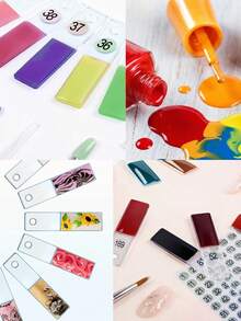 50/100/150pcs Transparent Rectangular & Fan-Shaped Nail Polish Color Display Cards With Metal Rings, Acrylic Nail Polish Color Sticks, Suitable For Nail Salons And DIY Home Practice - Multicolor - View 4
