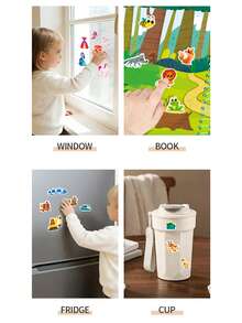 Libro de pegatinas de gelatina reutilizable para niños, libro de actividades de pegatinas de dibujos animados con múltiples escenas, juguete de pegatinas portátil y silencioso, regalo - Multicolor - Ver 9