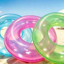 1pc Transparent Jelly Color Adult Swimming Ring, Thick Pearlescent Colored Swimming Armband For Beach & Outdoor Use - Multicolor - View 2