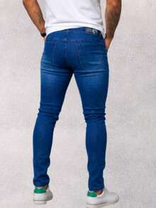 Men's Slim Trousers In Premium Jeans With Lycra Elastane (Choose Your Variation) - Azul lavado medio - Ver 2