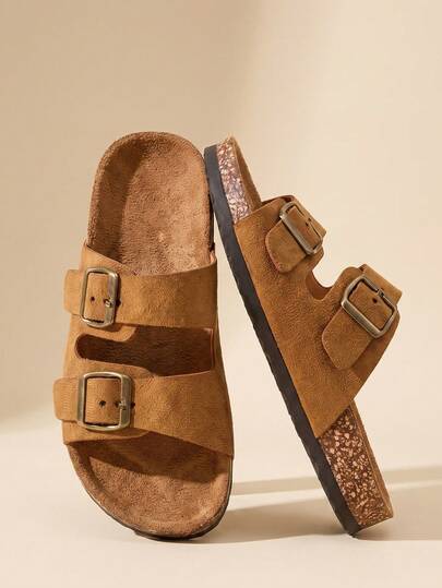Khaki Buckle Women's Shoes, Comfortable Women's Sandals, Summer Slippers, Beach, Vacation, Beach Sandals, Khaki Women's Thick Sole Slippers, Women's Sandals, Summer, Slipper,Comfortable Women's Boots