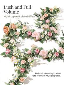 2/4pcs Wedding Arch Floral, Artificial Pink Rose Wedding Flowers, Wedding Welcome Sign Decoration And Arch Flowers, Suitable For Wedding Reception - Pink - View 3