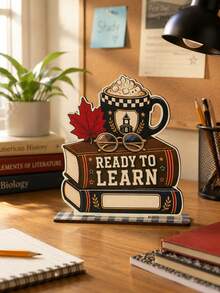 1件入學季桌面裝飾牌「Ready To Learn」書本馬克杯楓葉設計 多層托盤裝飾品 教室農舍風 開學第一天 鄉村教育主題 辦公桌展示 教師感謝 秋季辦公室桌面節日裝飾 - 款式1 - 查看 9
