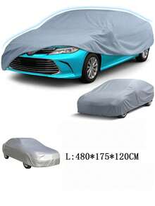 1pc PEVA Material Single Layer Car Cover, All-Weather Protection, Waterproof, Windproof, Snowproof, Dustproof, Lightweight And Portable, Easy Installation, Suitable For All Car Models, Garage Storage And Organization - Silver - View 7