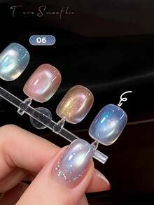 10ml Esmalte de uñas de gel ojo de gato Aurora Milkshake de verano popular y soñador 2026 nuevo efecto hielo transparente blanqueador sexy con cuentas de vidrio para arte de uñas - Multicolor - Ver 17