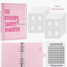 100 Envelopes, Savings Challenge Binder, Money Saving Challenge, Savings Binder, 100 Envelopes Challenge Binder, Savings Binder, Fun And Simple Money Saving Challenge, Savings Plan Binder, Perfect For Christmas, Halloween, Thanksgiving, Mother's Day Gifts - Pink - View 14