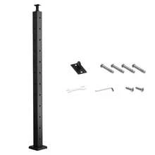 Railing Post, 42x2x2 Inch Corner Railing Post, With L-Shaped Pre-Drilled Holes, Stainless Steel Rail Post With Horizontal And Curved Bracket, 1-Pack, Black, 1JZLGZXHS1065S1EW001V0 - 106.7x5x5 cm + L-shaped Hole - View 1