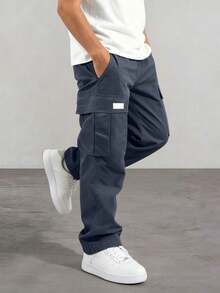 1pc Boys' Fashion Outdoor Sports Versatile Casual Cargo Pants, Spring/Autumn - Grey - View 3