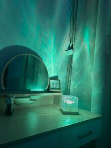 1pc 16-Color Water Ripple Aurora Night Light, Square Projection Lamp With Touch/Remote Control, USB Powered, Suitable For Bedroom And Outdoor, Decorative Projection Light, Party Lighting, Vibrant Colors, Compact Design, Party Planner - Multicolor - View 2