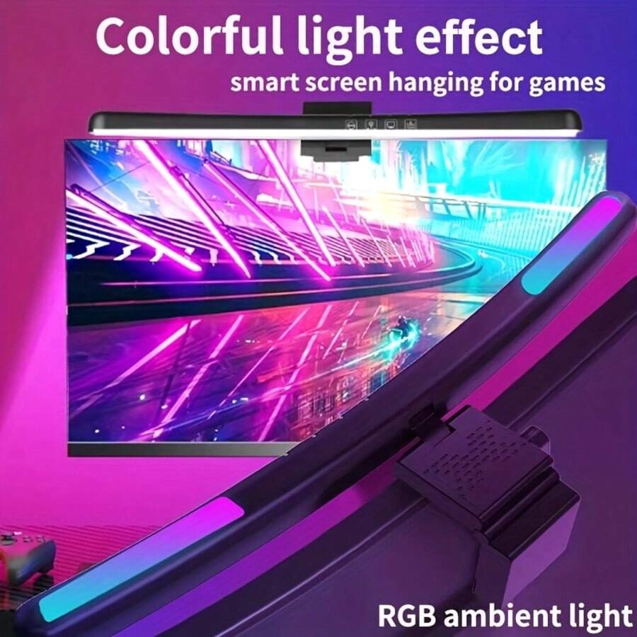 USB RGB Screen Light Bar, Curved Screen Compatible Monitor Hanging Lamp, Dimmable Eye-Care LED Desk Light For Gaming Working Studying Reading Office Computer Lighting