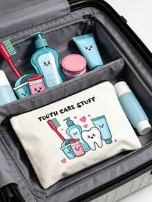 Funny Dental Care Makeup Bag - "Dental Care Supplies" Makeup Bag, Cute Cartoon Dental Care Makeup Bag, Portable Travel Toiletry Bag With Zipper, Makeup Bag For Dental Hygiene Products, Funny Oral Care Storage Bag Suitable For Women And Men, Can Hold Toothbrush, Toothpaste, Etc. - Imaginative And Educational Design - Perfect For Travel, Beach, Commute, Ideal Gift For Dental Hygiene Professionals And Travel Enthusiasts - Multicolor - View 5