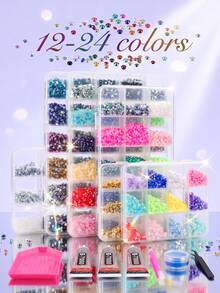 水鑽裝飾套組，27000顆 3-6mm 彩色平底水鑽，適用鑽石畫、DIY 手作鞋子、保溫杯、手機殼 - 3毫米-6毫米 - 查看 6