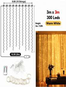 LED Curtain String Lights Fairy Lights Christmas Decoration USB Remote Control Wedding Party Holiday Decor Suitable For Home Bedroom - USB Curtain Lights - View 8