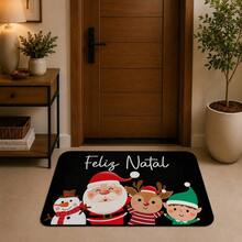 Tapete Avulso Natalino para Porta Entrada ANTIDERRAPANTE EMBORRACHADO Noel & Amiguinhos - Multicolorido - Visão 6