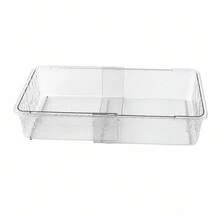24x15x6.5cm Clear Plastic Desk Drawer Organizer, Compartmentalized Storage Tray, Minimalist Makeup Organizer Box - A - View 3