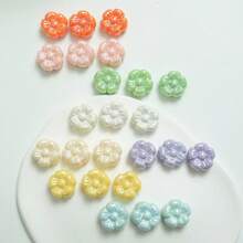 20pcs Colorful AB Solid Color Small Flower DIY Transparent Straight Hole Phone Chain Bead Material Phone Case Patch Accessories - Multicolor - View 5