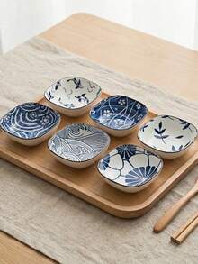 Haus Hana 6 Pcs / Set Ceramic Dipping Plate, Household Seasoning Plate, Small Plate, Exquisite Dipping Sauce Plate, Vintage Tableware, Snack And Snack Plate,Kitchen,Christmas Gift,School Supplies - 6-piece Set (6 Colors) - View 1